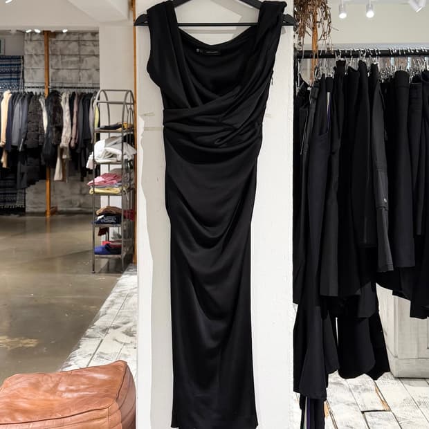 디스퀘어드2 블랙 비스코스 드레이프 드레스