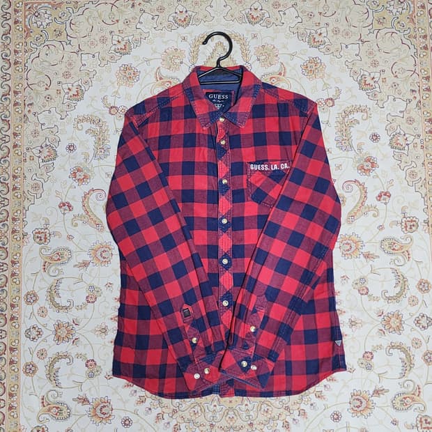 게스 코튼 남성 체크 셔츠 
L