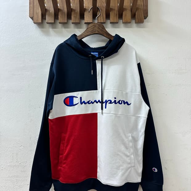 일본빈티지 Jpn champion 챔피온 컬러 배색 로고 후드티