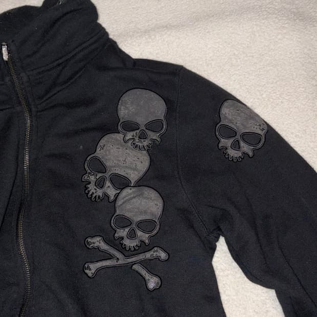 Vintage vkei Skull High-Neck Zip Hoodie