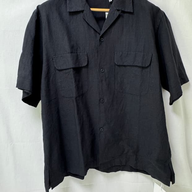 캡틴선샤인 린넨 실크 오픈카라 셔츠 블랙 40