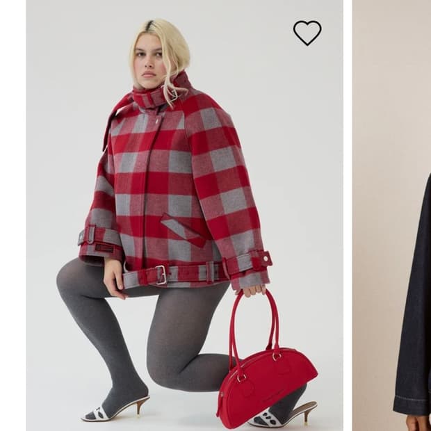 damson madder 레드체크 봄버 자켓