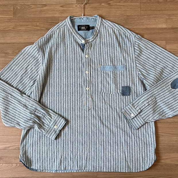 Rrl 리페어 리넨 코튼 팝오버 셔츠 XL