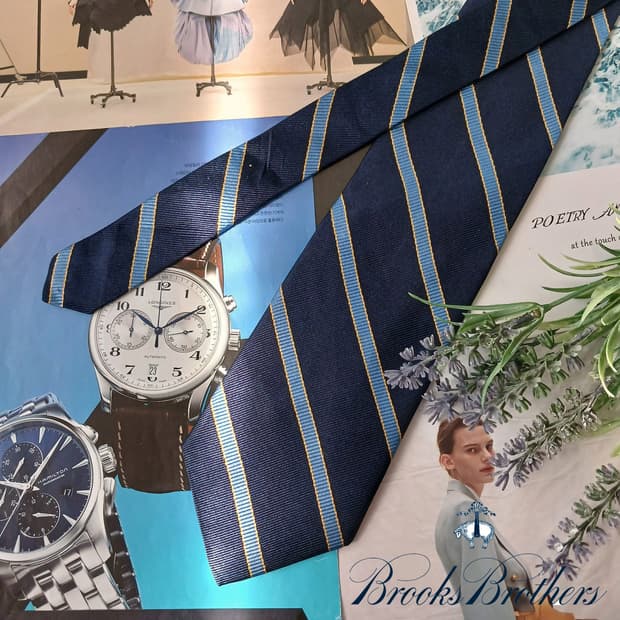 브룩스브라더스 실크 스트라이프 넥타이 9.6cm 새제품 A18979
