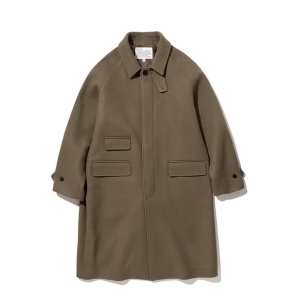 wool balmacaan coat khaki beige