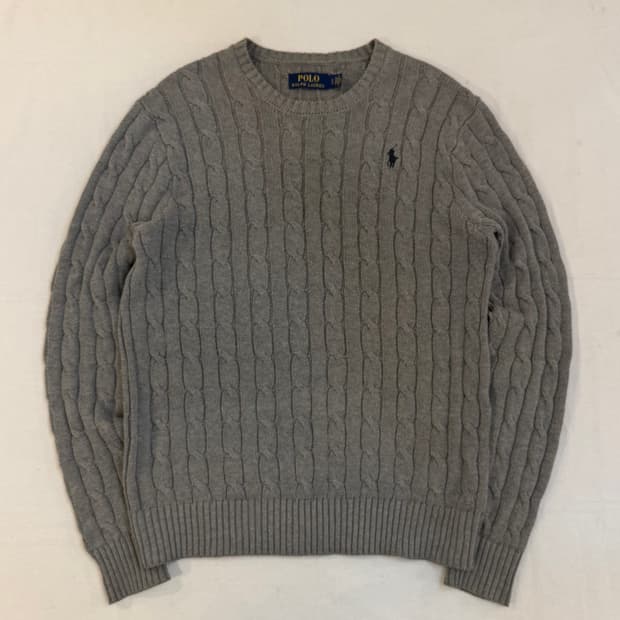 폴로 랄프로렌 꽈배기 케이블 니트 그레이
