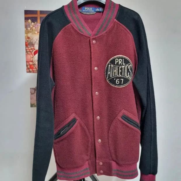 폴로랄프로렌 양털 플리스 베이스볼 바시티 자켓 M
