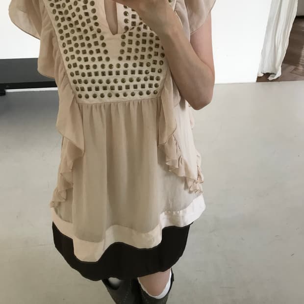 vintage studded ruffle blouse