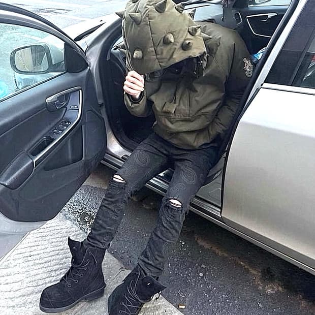 빈티지 반다나  무파 흑청 스키니진