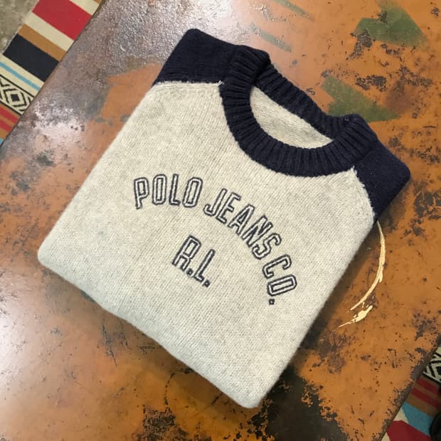 폴로랄프로렌 네이비 그레이 배색 나그랑 니트 남성 102 여성 프리사이즈