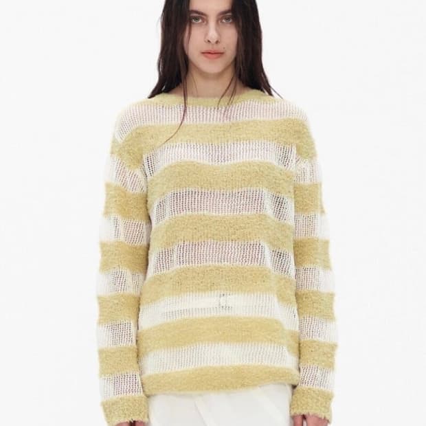 더오픈프로덕트 fluffy stripe knit top 