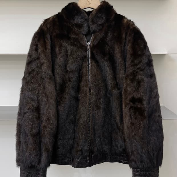 빈티지 리버시블 밍크 퍼 레더 자켓