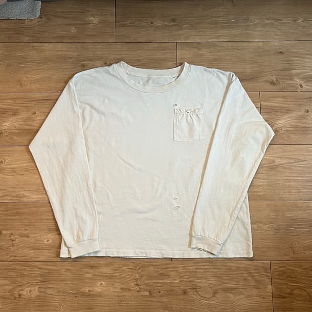 unds online 빈티지 포켓 롱슬리브 본 화이트 S