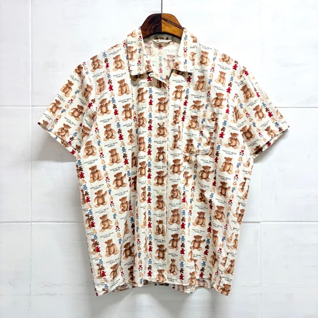 곰돌이 패턴 코튼 반팔 셔츠  JPN