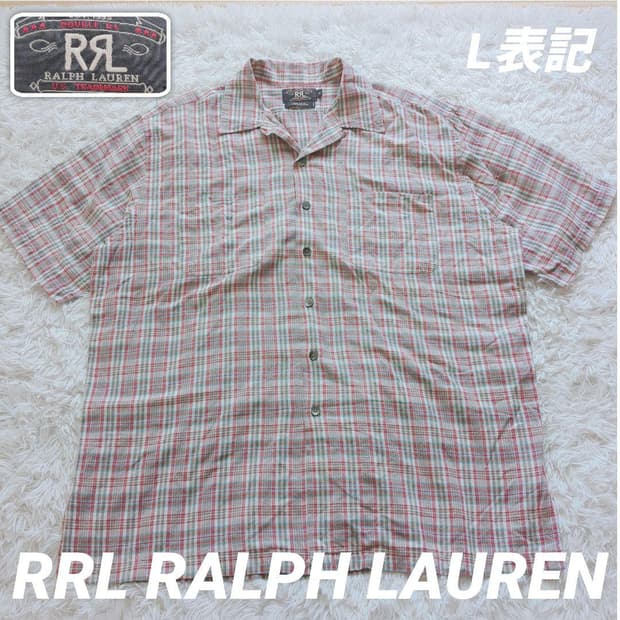 레어 RRL 더블알엘 플래드 코튼 린넨 오픈카라 캠프 셔츠