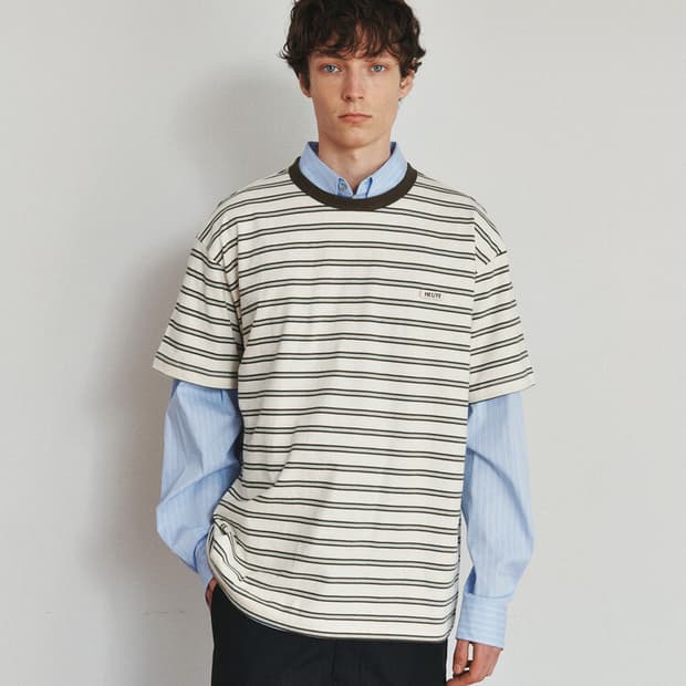 HEUTE 호이테 스트라이프 반팔티 SIZE L
