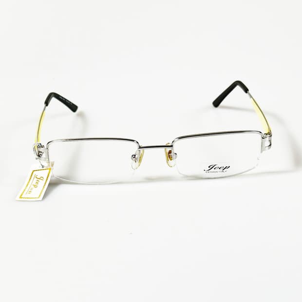 JEEP 실버 반무테 스퀘어 메탈 프레임 빈티지 안경
