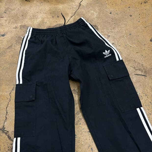 [정품/S] 아디다스 삼선 카고 바지 블랙