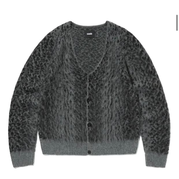 스웨이드 레오파드 가디건 블랙