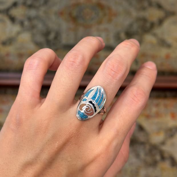 Bear Spirit Inlay 925Silver Ring