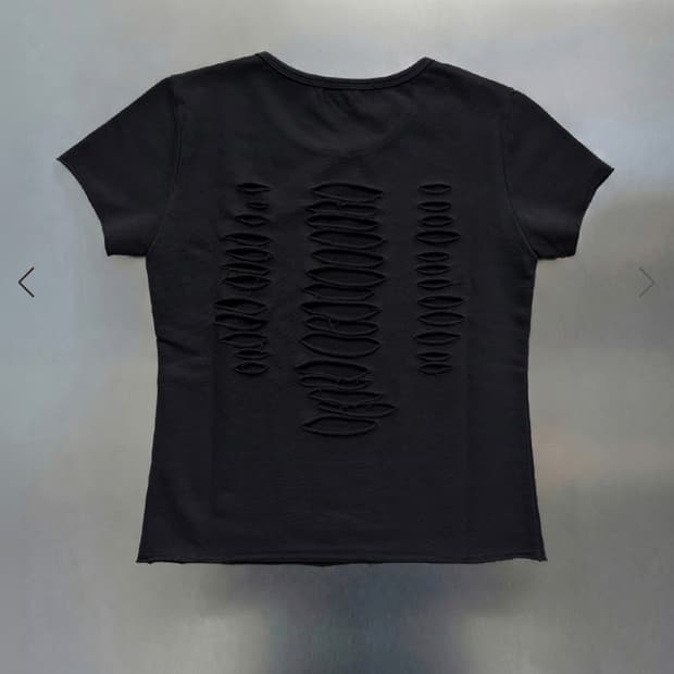 DAMAGED CUTTING BABY T SHIRTS BLACK