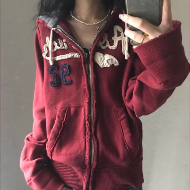 (유일매물)아베크롬비 대대장 희귀  버건디 후드집업