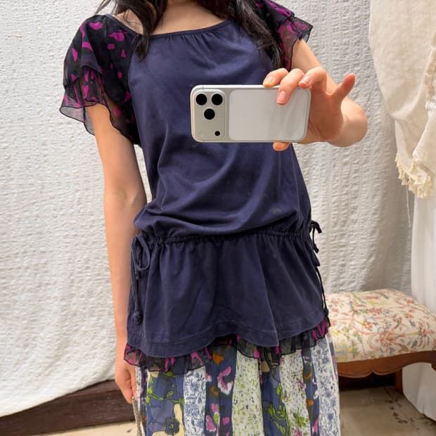 SONIA RYKIEL Y2K Sheer Sleeve Blouse