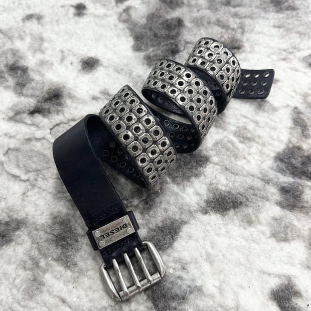 Diesel 디젤 스터드 레더 벨트