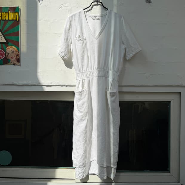 Valentino 발렌티노 코튼 화이트 반팔 드레스 44