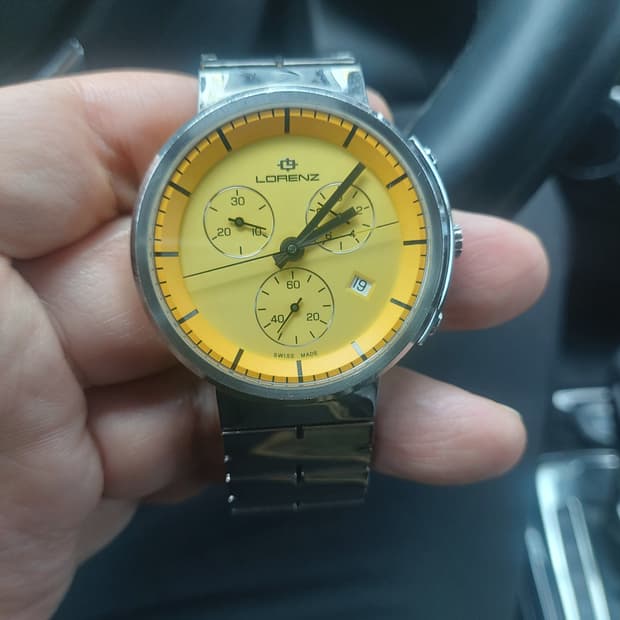 로렌즈 옐로우 크로노그래프 남성 시계
