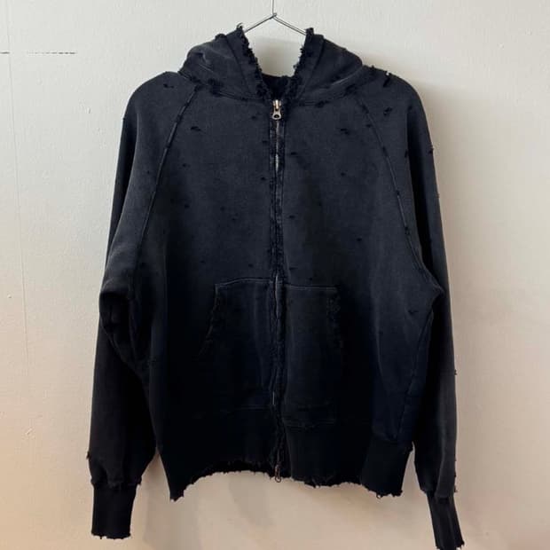 didier wear 디스트레스드 후드집업