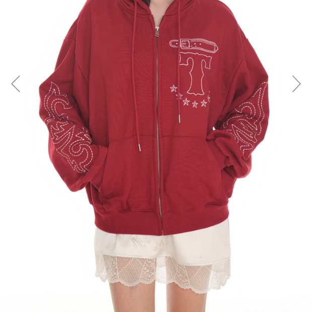 Toomuchtax western stitch zip-up (RED)