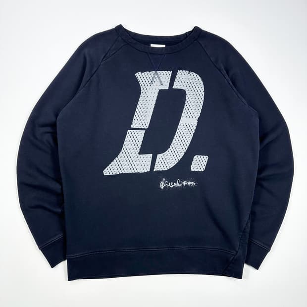 DIESEL 디젤 빅로고 빈티지 맨투맨 네이비 XL