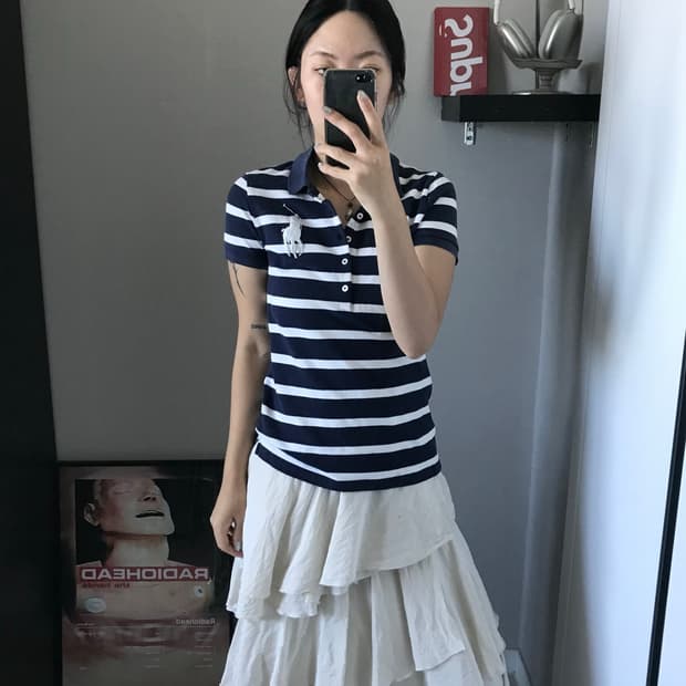 폴로 랄프로렌 빅포니로고 여성용 스트라이프 카라티