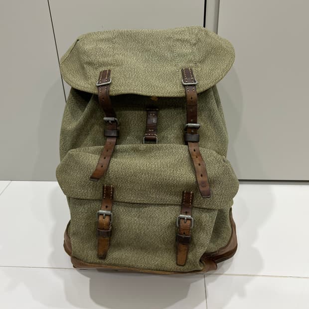 스위스군 캔버스 가죽 40리터 백팩