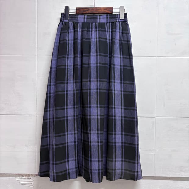 퍼플 체크 크리즈 롱 스커트 JPN
