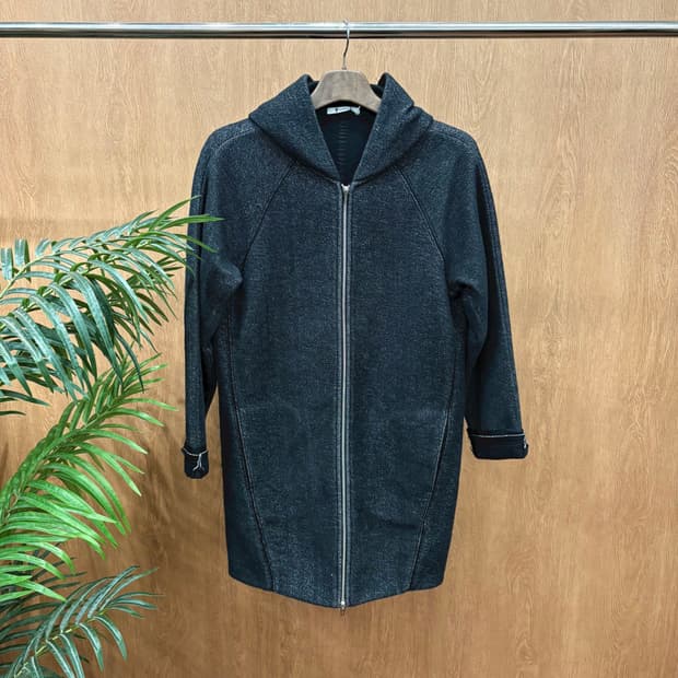 알렉산더 왕 롱 후드 코트 투웨어 집업 소매 롤업 디테일 루즈핏 차콜