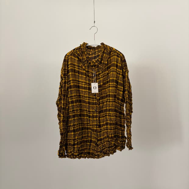 Crinkle Plaid Blouse