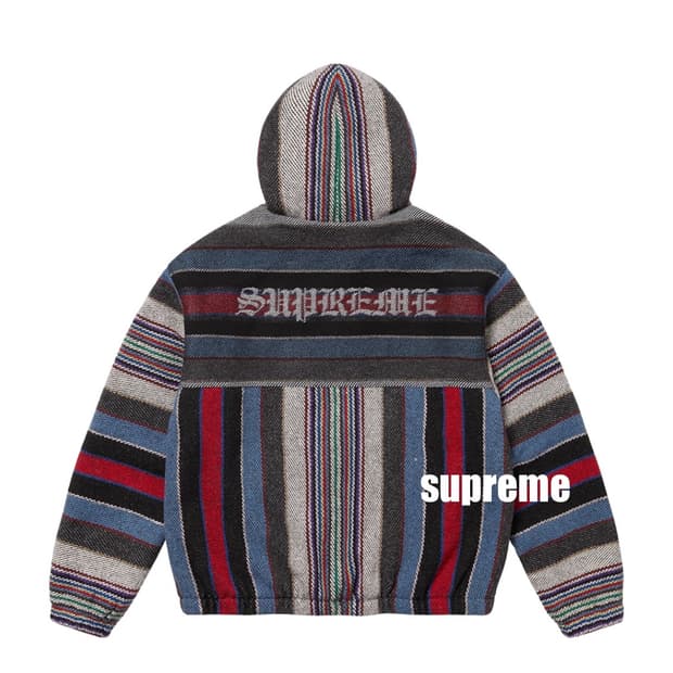 [M] 슈프림 우븐 스트라이프 후드 자켓 블랙 - 25ss