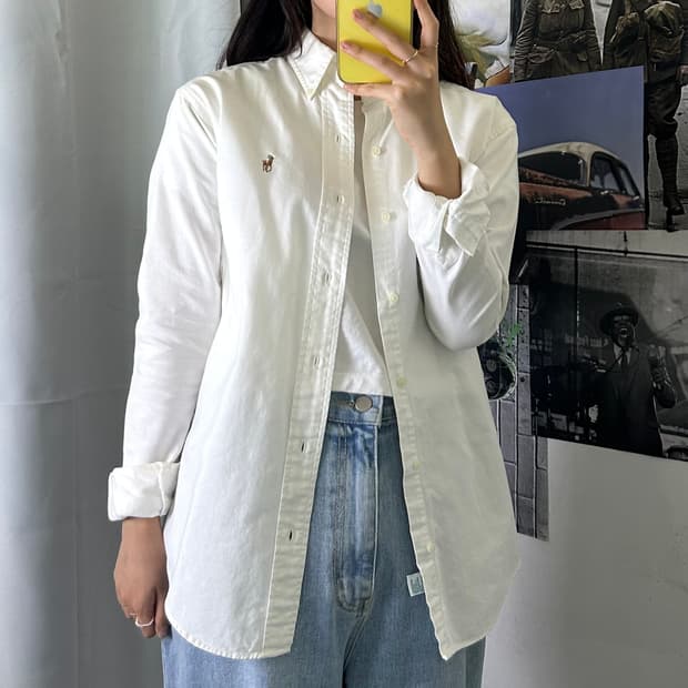 폴로 랄프로렌 스몰 로고  흰셔츠 S