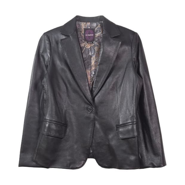 ICINOO 빈티지 페이즐리 안감 리얼 램스킨 블레이저 66