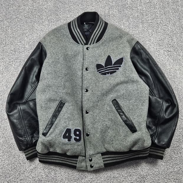 아디다스 바시티 레터맨 가죽 배색 울 자켓 ( S ) / 10086
