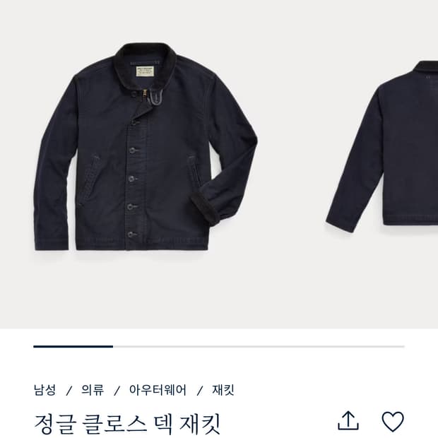 더블알엘 / 정글클로스 덱자켓 네이비 / M