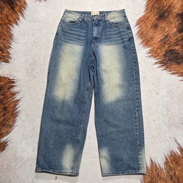 빈티지 샌드워싱 중청 와이드 팬츠