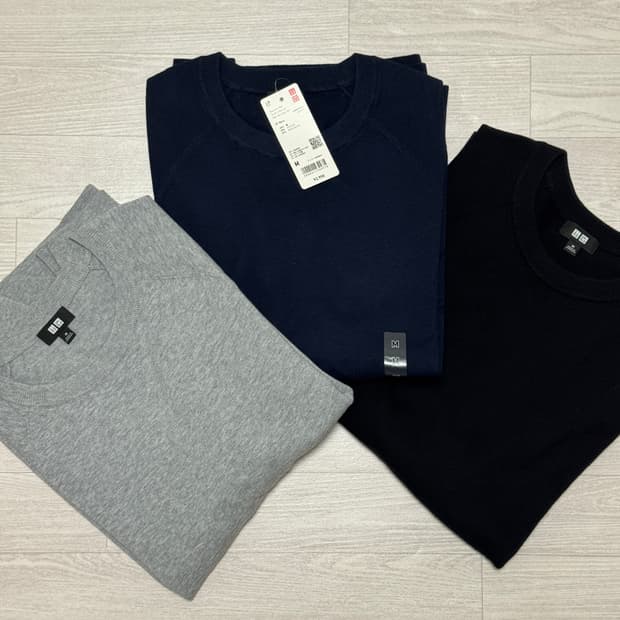 [3개 일괄] 유니클로 워셔블코튼블렌드크루넥스웨터 M