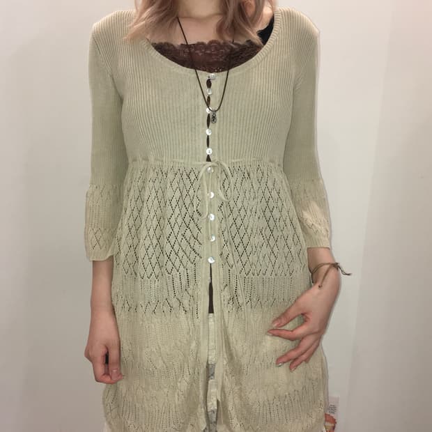 jpn vintage beige crochet knit cardigan