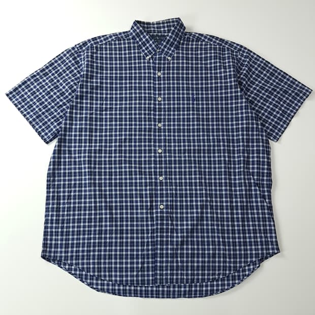 CK725 XL 폴로 90s 딥블루 마이크로체크 반팔 셔츠 남방