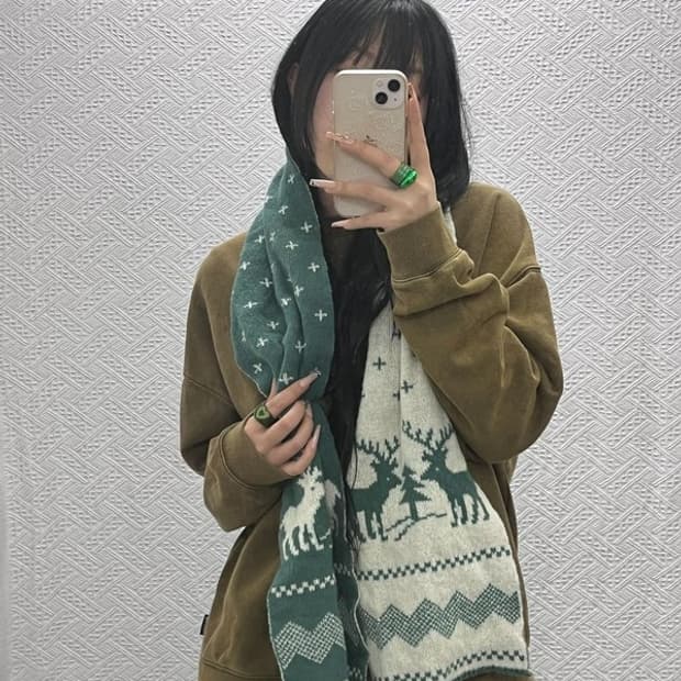 빈티지 데일리 포인트 노르딕 코위찬 니트 목도리 C08195