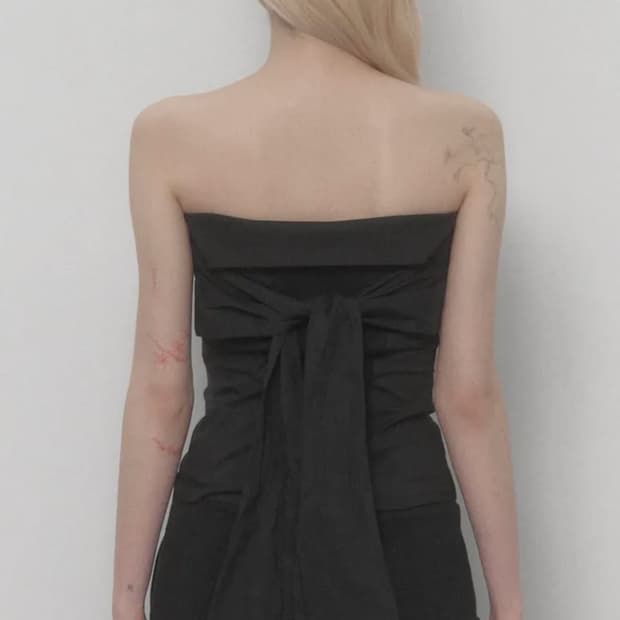Tie Shirt Tube Top (Black)