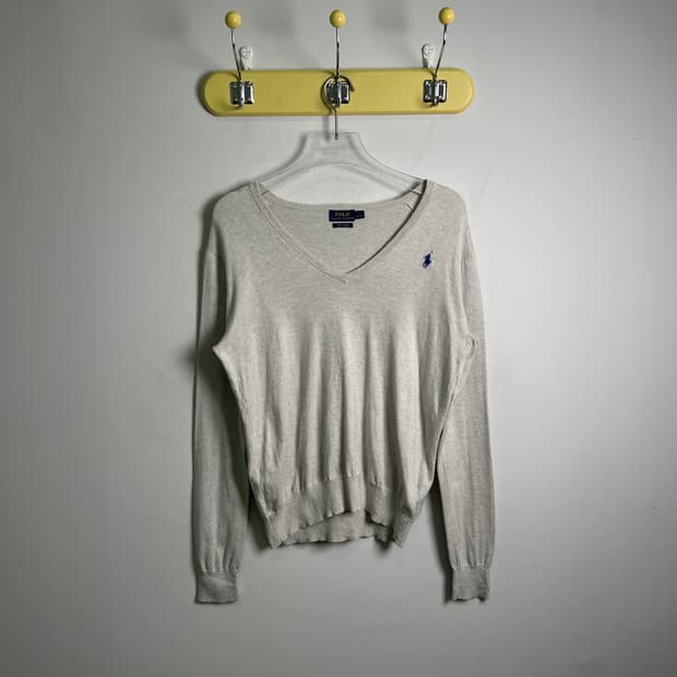 폴로 랄프로렌 피마 코튼 브이넥 니트 M